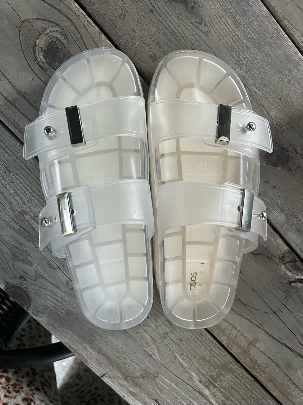 ASOS Translucent Platform Jelly Double Strap Slide Sandals - Clear